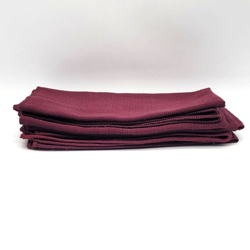 Dinner Napkins 17" x 17" Set of 4 Burgundy Blended Polyester Cotton Silk Striped - Picture 5 of 7
