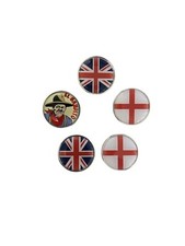 5 VARIOUS ASBRI ENGLAND / NOVELTY GOLF BALL MARKERS