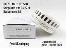 HOUSELABELS HL-2210 Compatible w DK-2210 Roll Label Printers 1-1/7 inch x 100 ft