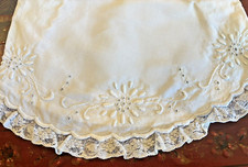 VTG BABY ELEGANT EYELET VTG PILLOW COVER, SCALOPPED  LACE , 17 X 10"