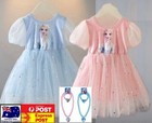 Girls Frozen Elsa Cotton Costume Party Birthday Tulle Fluffy Dress size 1-7Y
