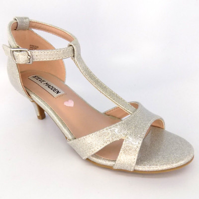 NEW! Steve Madden JPrincess Heel Dress Sandals Girls Size 3.0 M, Silver Glitter