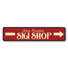 Ski Shop Sign, Personalized Mountain Ski Location Metal Wall Decor - Aluminum