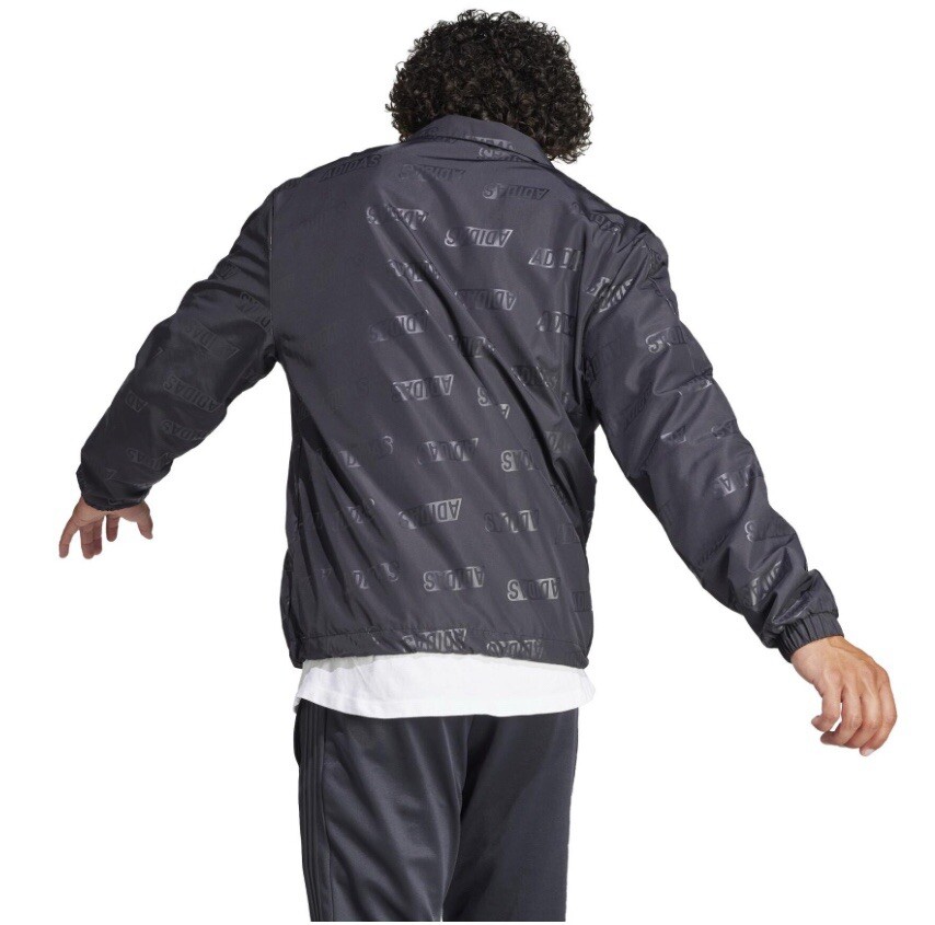 Adidas Embossed Woven Coaches Jacket Mens Large New Black