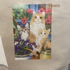 Kitten Mischief Decorative Garden Cat Flag 29  x43  By Evergreen Brand New