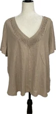 New INC International Concepts 3X Exotic Escape Toasted Twine Bead V-neck $69