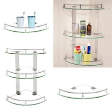 1/2/3 Tiers Bathroom Corner Shelf Shelve Glass Shower Wall Storage Caddy Shelf