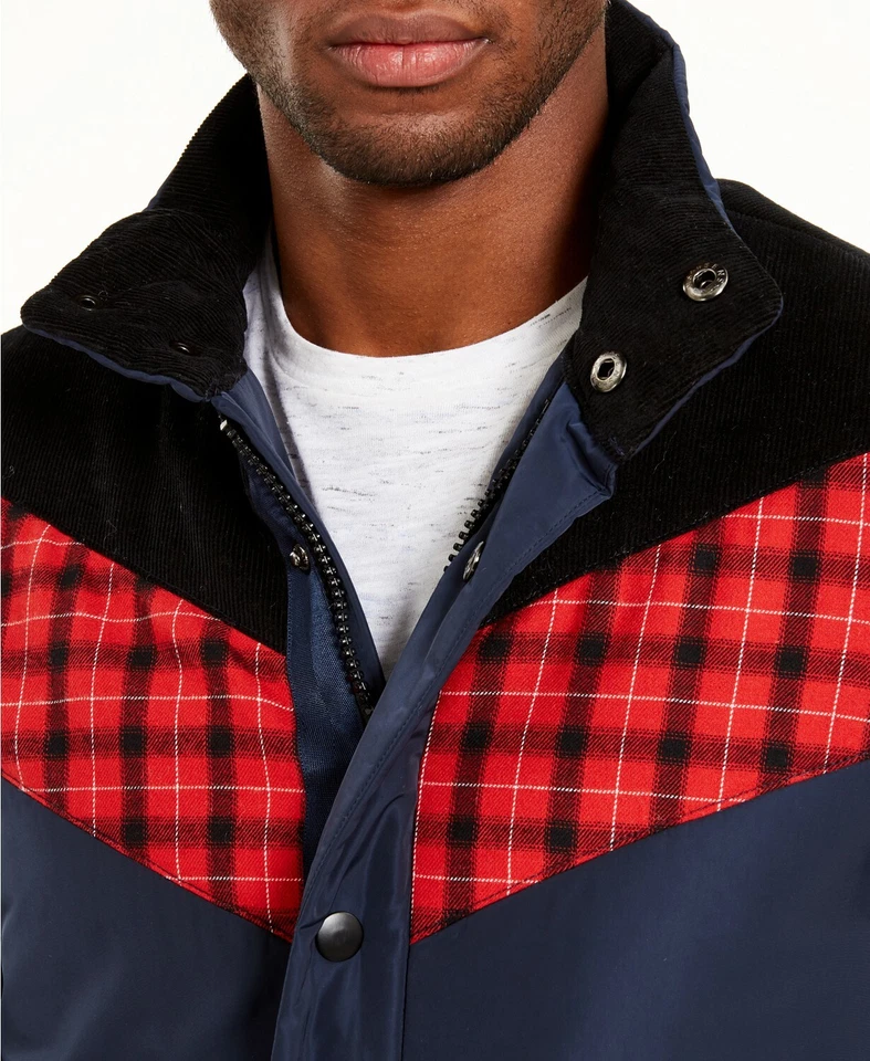 Chaqueta acolchada American Rag para hombre Brady colorblocked azul marino talla mediana Foto 3 de 4