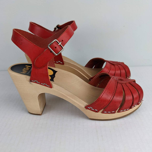 Swedish Hasbeens Shoes Clogs Sandals Red Cross Strap Sky High Womens EU 36 US 6 | eBay
