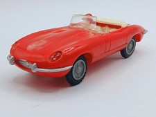 Vintage 1960s Roxy Series Jaguar "E" Type Plastic Friction Toy Car 6" Works