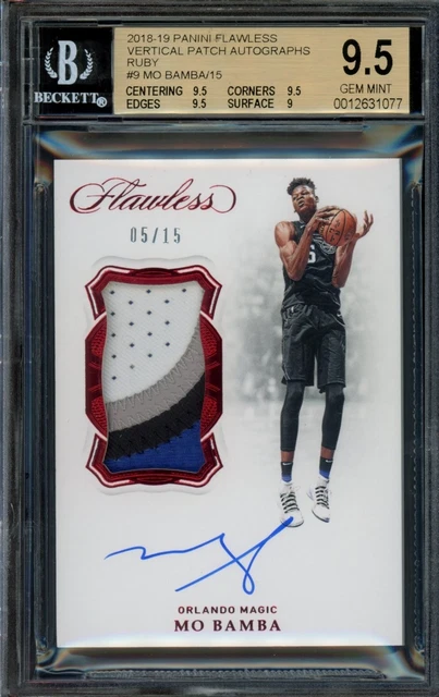 2018 Flawless #9 MO BAMBA Rookie Patch Auto Game Worn #5/15 Jsy # BGS 9.5/10 RPA