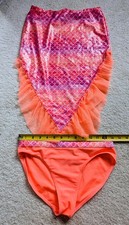 new Mermaid Swimwear Girls L 10-12 orange pink bottom cover swimsuit bikini fun