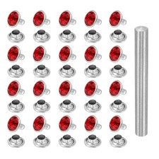 100pcs Crystal Rivets 8mm Rhinestone Stud with Installation Tool Silver Red