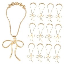 12 Pcs Stainless Steels Bow Shower Curtain Hooks, Bulk Glide Shower Gold Modern