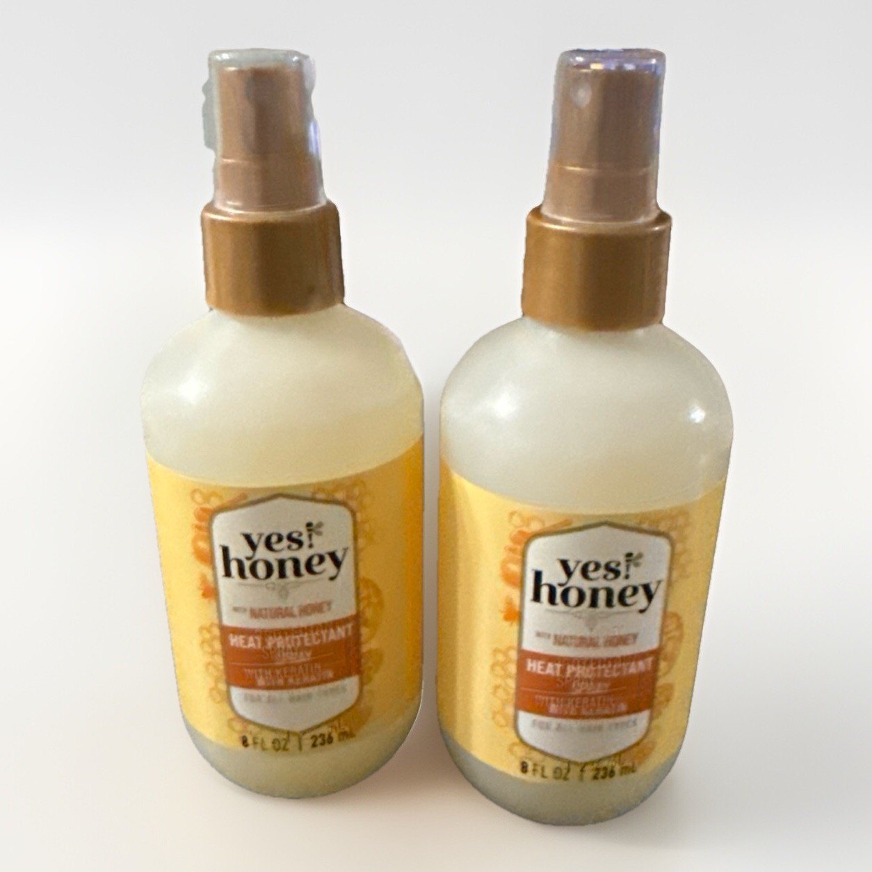 2 Pack Yes Honey Keratin Heat Protectant Spray for All Hair Types 8oz