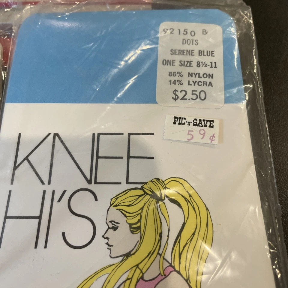 Calcetines hasta la rodilla talla única rosa sereno azul lunares vintage NUEVOS 2 pares disfraz de fiesta Foto 2 de 3