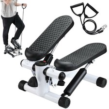 Stepper Allenamento Cardio Fitness Palestra Antiscivolo + Manubri Elastici Bianc