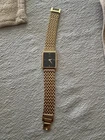 Vintage Seiko Watch 5Y30-5189 Gold Tone Tank Style Black Dial New Battery Works