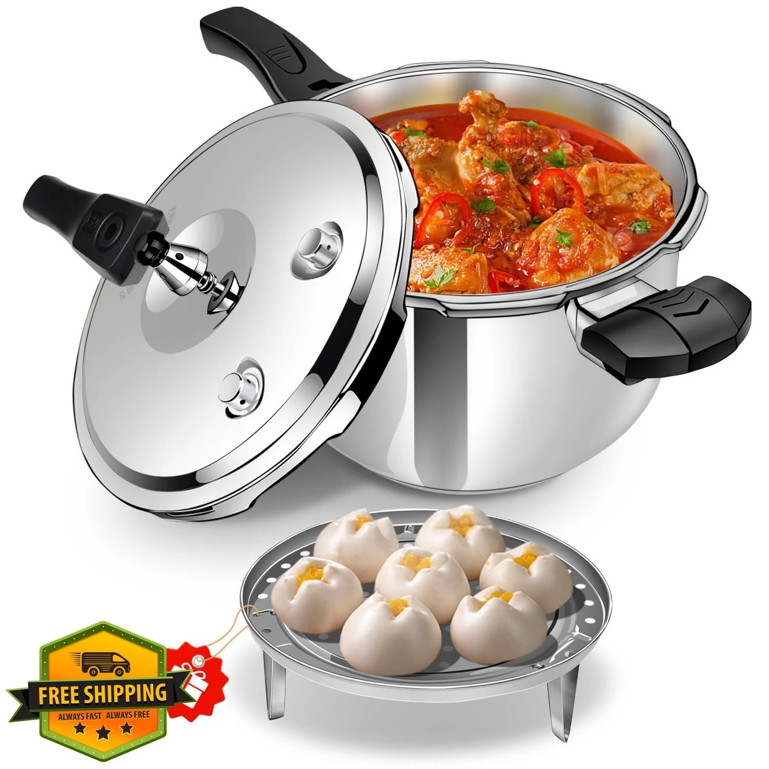 8.46QT Stainless Steel Pressure Cooker Canner All Stovetops Safe