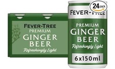 FEVER-TREE Refreshingly Light Ginger Beer 6x150ml Pack of 4, Total 24 Cans