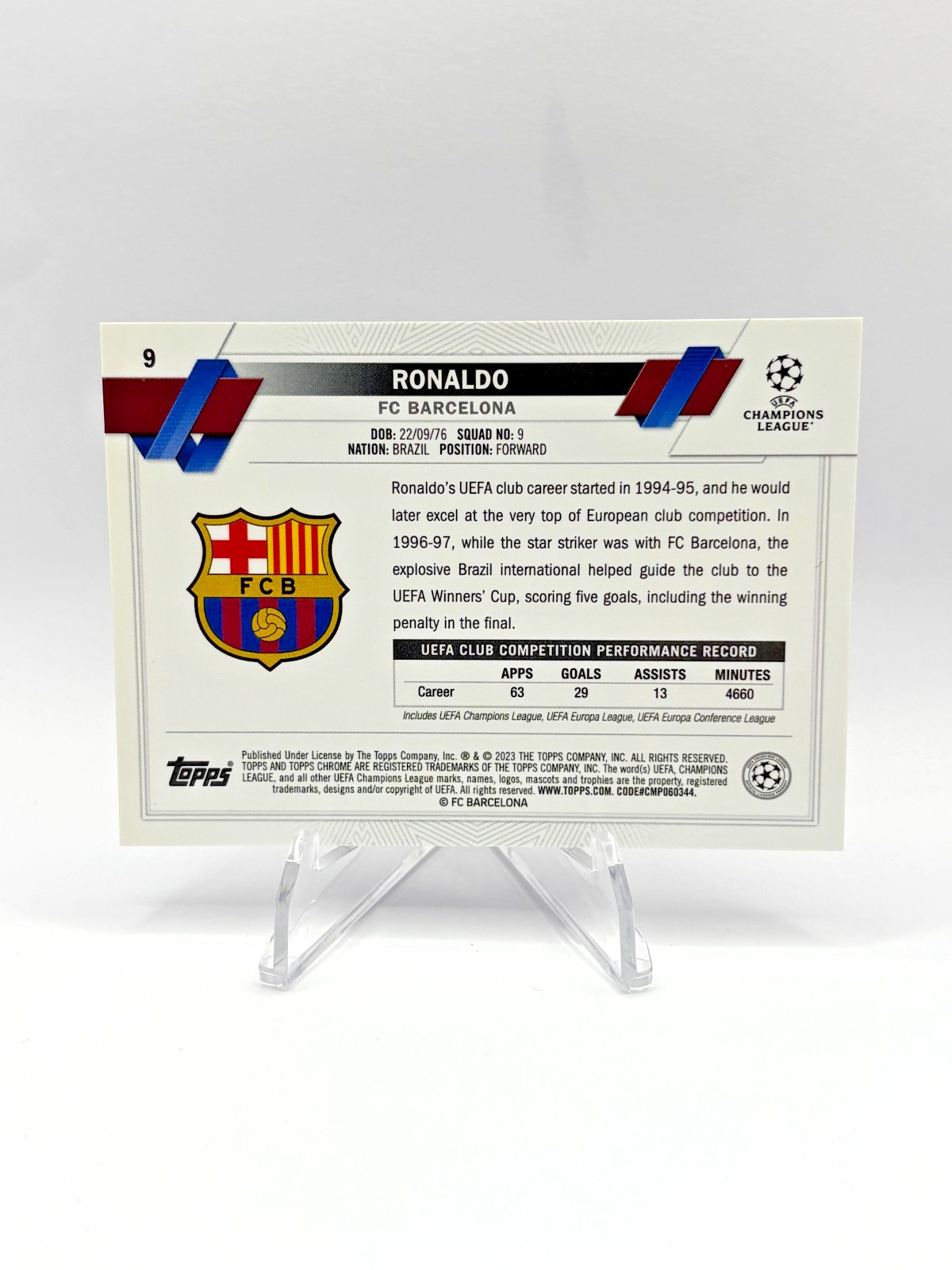 Ronaldo 2022-23 Topps Chrome UCL IMAGE VARIATION SAPPHIRE REFRACTOR SP - LEGEND! view 2