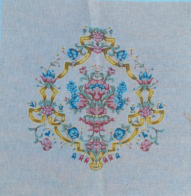 Großer bedruckter Rokoko Blumen Wandteppich Leinwand. Valerie Green Nr 35