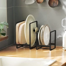 2PCS Plate Holders Organizer, Metal Dish Storage Dying Display Rack for Cabinet,