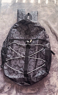 Moda West Unisex Kids Skull Print Backpack Black/Gray Polyester Zip Pockets