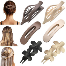 6 Pack Large Flat Claw Clips for Women, French Matte Non Slip Flat Hair Clips, 3