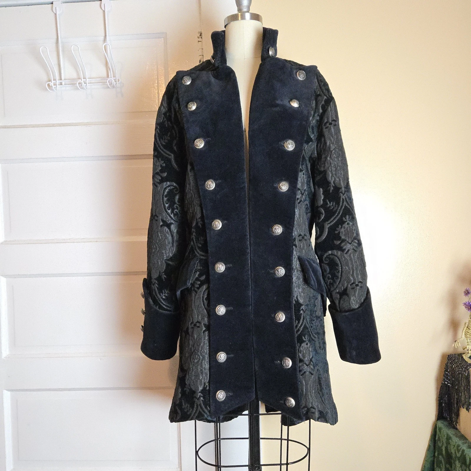 Shrine Hollywood California black brocade gothic steampunk military vampire coat image 8