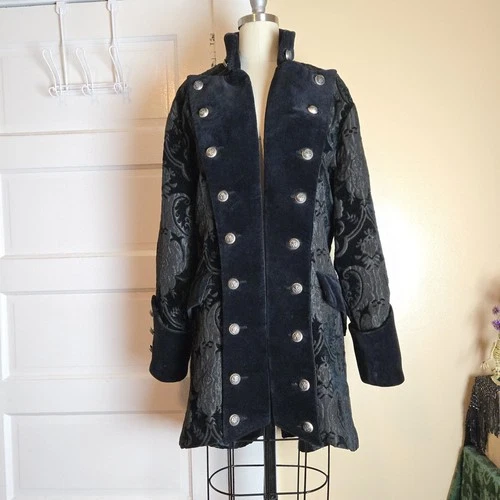 Shrine Hollywood California black brocade gothic steampunk military vampire coat image 8