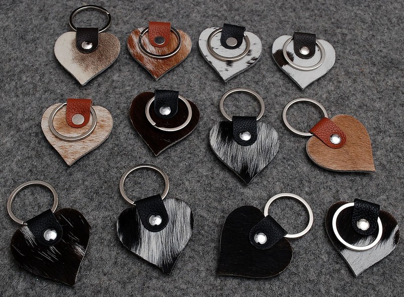Cowhide keychain Hair On Leather Key Chain (12 key chain) Real Hair On Hide 4840