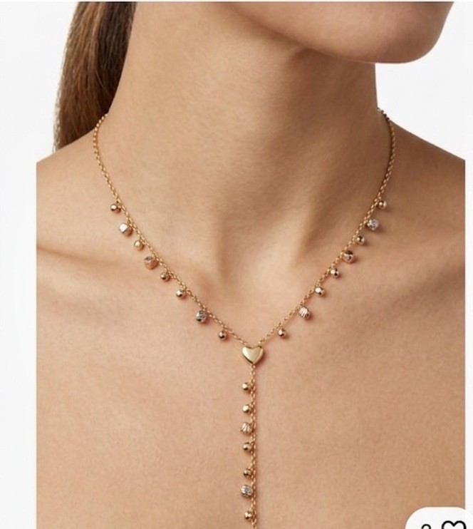 $145 Michael Kors TAILORED TWO TONE Nugget Bead Y Lariat Necklace
