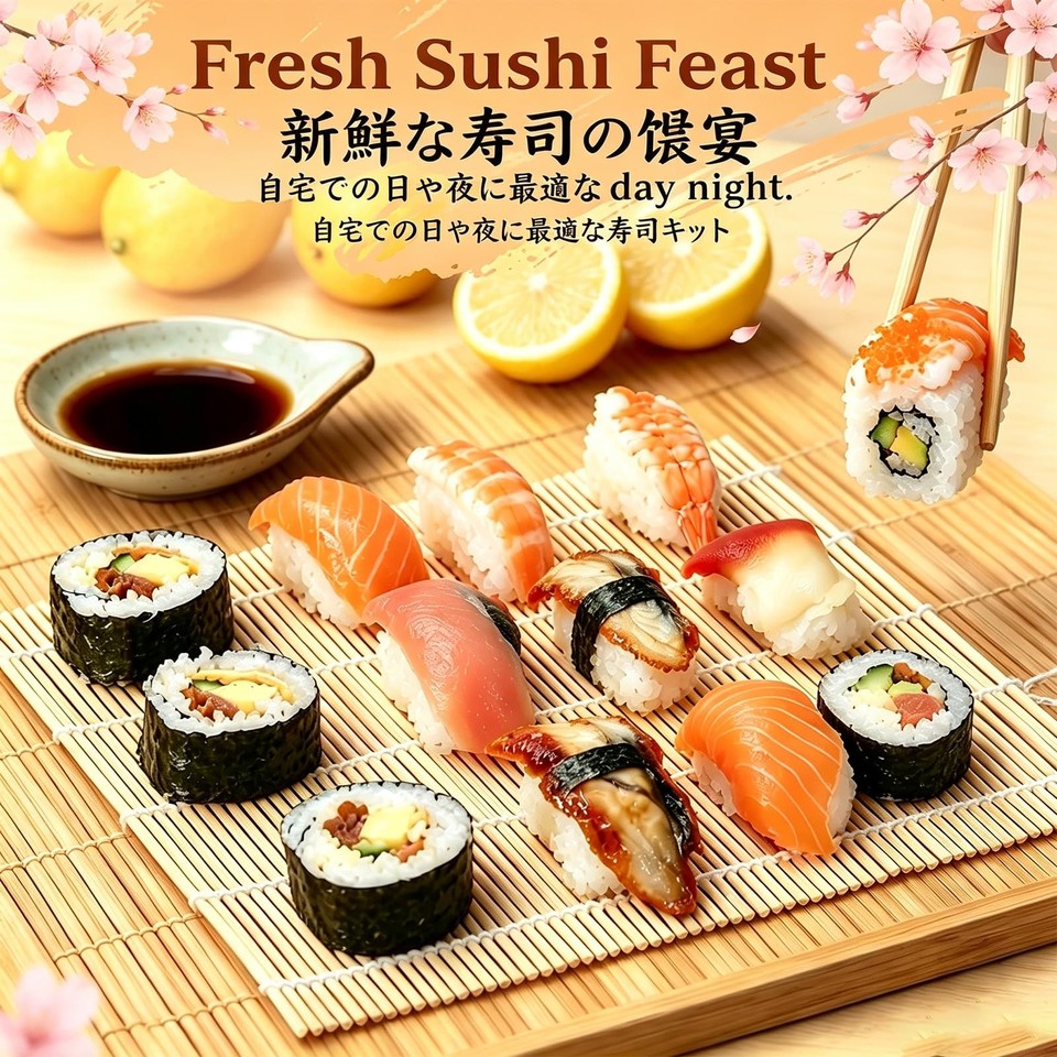 Rolling Picture Add Sushi Making Kit for Beginners Bamboo Rolling Mats Knife Cutting Mold ...