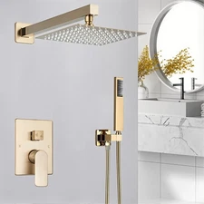 16'' Rain Shower Faucet System with Handheld Set Head Combo Kit w/ Mixer Valve