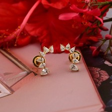 14k Yellow Gold Pear Cut Natural Diamond HI/SI Jewelry Beautiful Gift Earrings