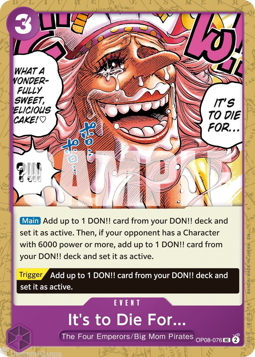 OP08-076 It's to Die For : Uncommon Normal English One Piece TCG Card : PRB02: O