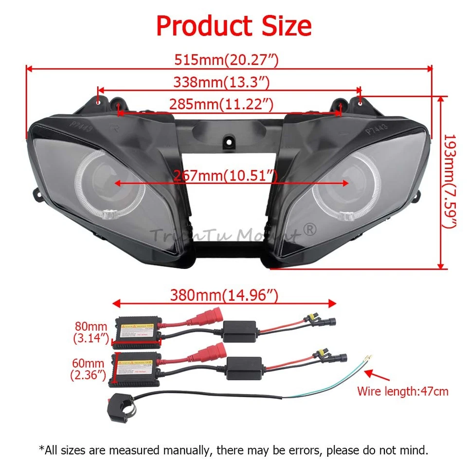 Conjunto de faros ojo de ángel diablo lámpara proyector para Yamaha YZF R6 2008-2015 Foto 3 de 4