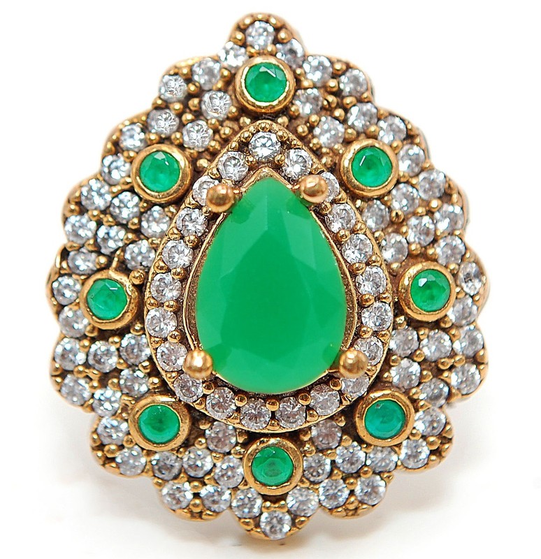 Ottoman 4CT Heat Treated Green Tourmaline 925 Sterling Silver Ring Sz 8.5 TT2-8
