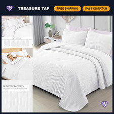 Ultrasonic King Quilt Bedding Set - Soft White Comforter  Pillow Shams