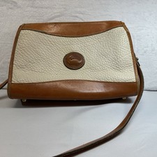Vintage Dooney  Bourke All Weather Leather Crossbody Purse Bag Cream Tan USA