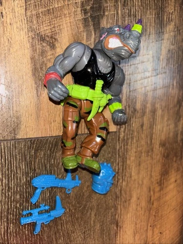 Vtg 1991 TMNT 100% Complete Wacky Action Machine Gunnin' ROCKSTEADY  (WORKS)