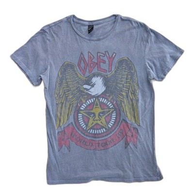 VTG. Y2K Men's OBEY World Tour 89 Eagle Made in USA Graphic Cotton T Shirt, Sz S