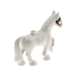 1x Lego Duplo Animal Horse White Bridle Red Riding Stable Set 10806 1376pb06