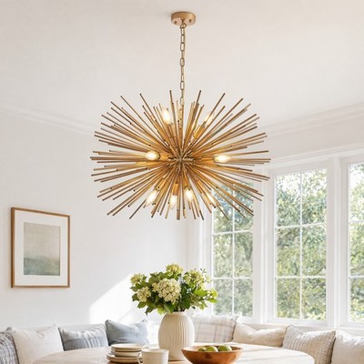 29'' Pendant 12 Light LED Chandelier Kitchen Living Room Gold Sputnik Fixture