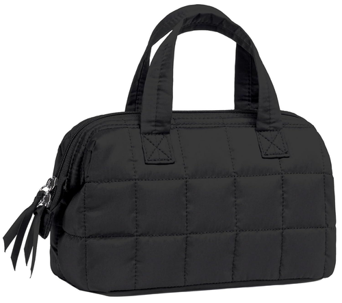 BTOOP Lightweight Quilted Black Makeup Bag Wide Open for Women