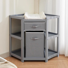 Corner Diaper Changing Table, Baby Diaper Changing Station with Storage Drawer a