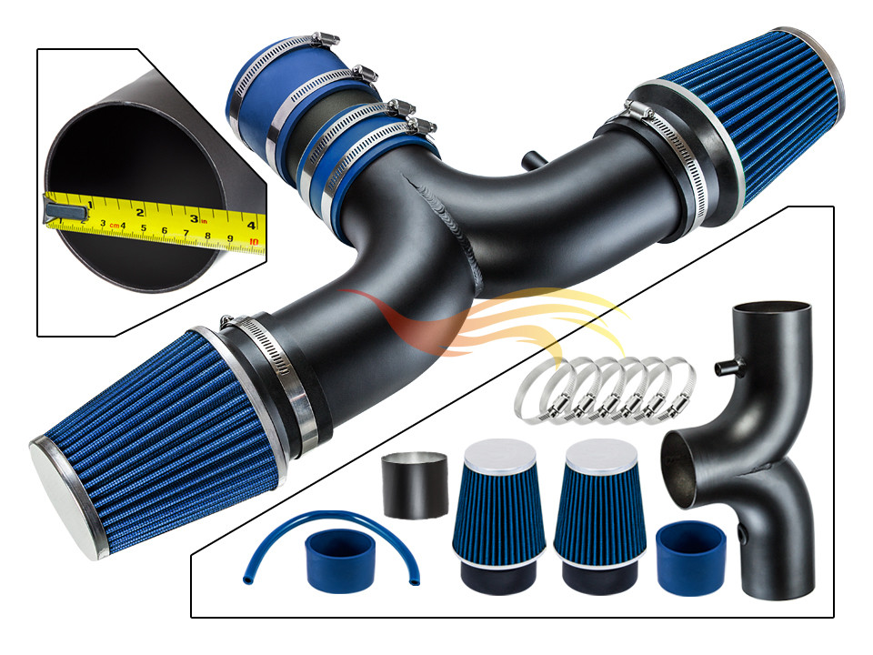 BCP RW BLUE For 2004-2009 Dodge Durango 5.7L V8 Dual Twin Air Intake Kit+Filter