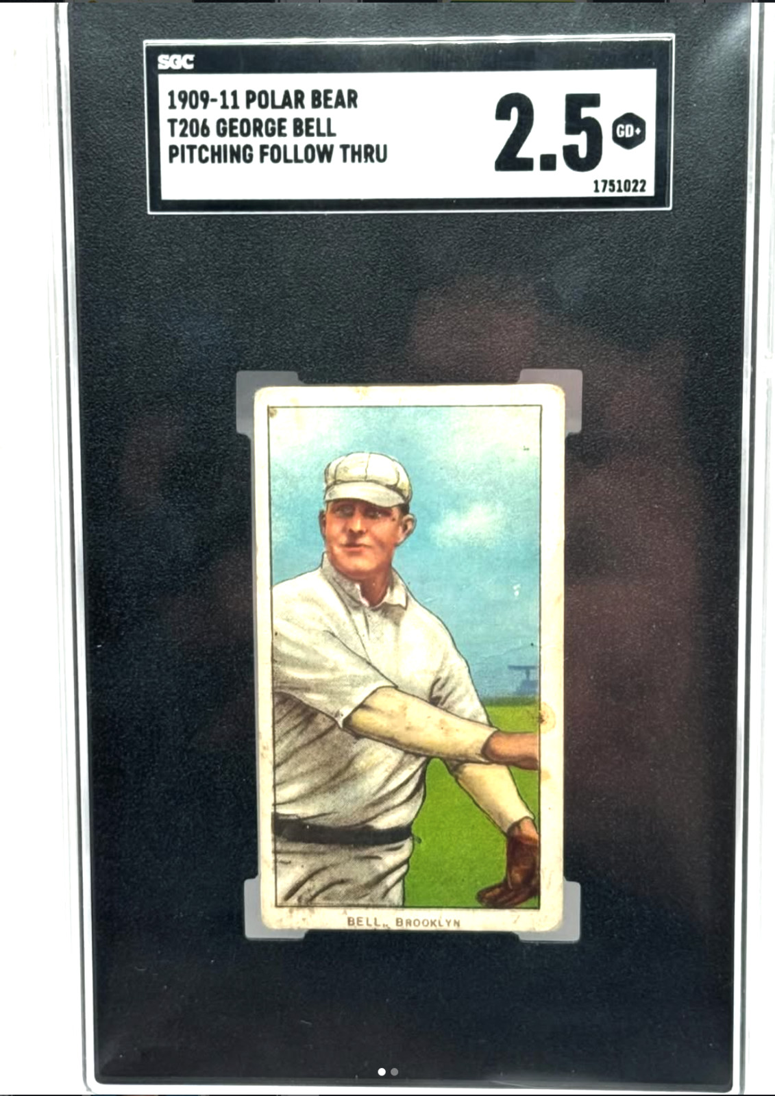 1909-11 T206 George Bell Pitching Follow Through Polar Bear SGC 2.5 Dodgers