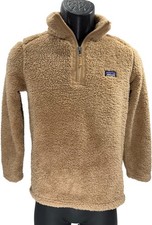 PATAGONIA Los Gatos Sherpa Fleece 1/4 Zip Pullover Boys Youth Large Tan Brown